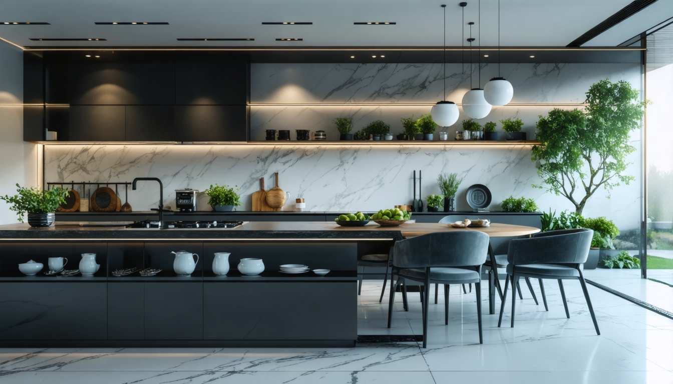 Минималистичная черная кухня